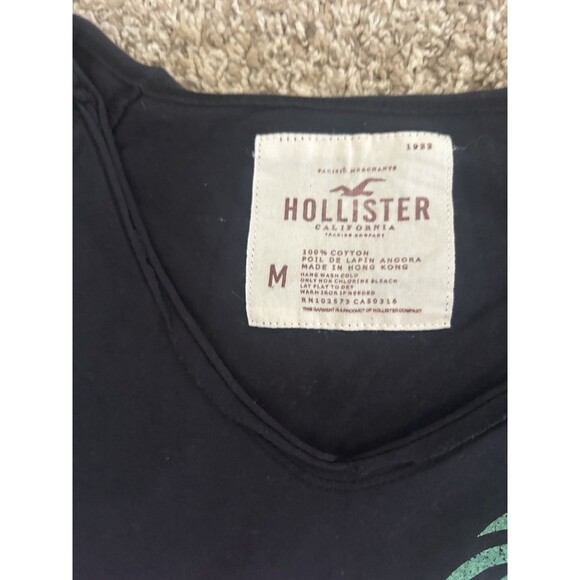 Vintage Hollister Embroidered Big Logo Y2K Fitted Short Sleeve Shirt Palm Tree M - Picture 3 of 7